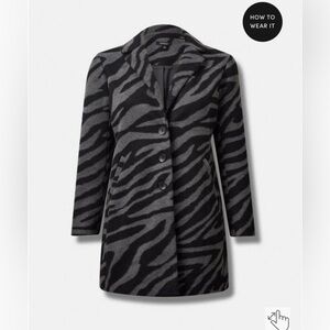 Torrid 1X Grey Tiger Wave Jacquard Blazer Style coat